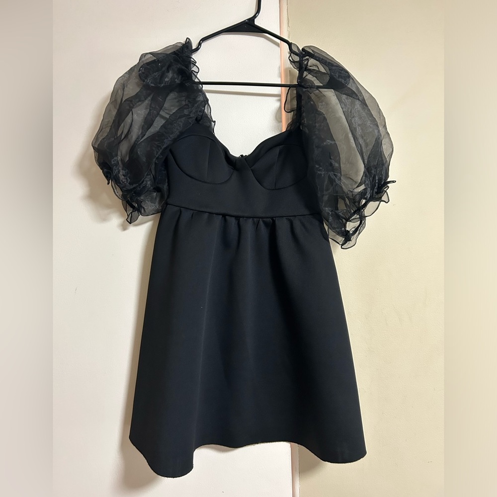ASOS puff sleeve black mini dress
